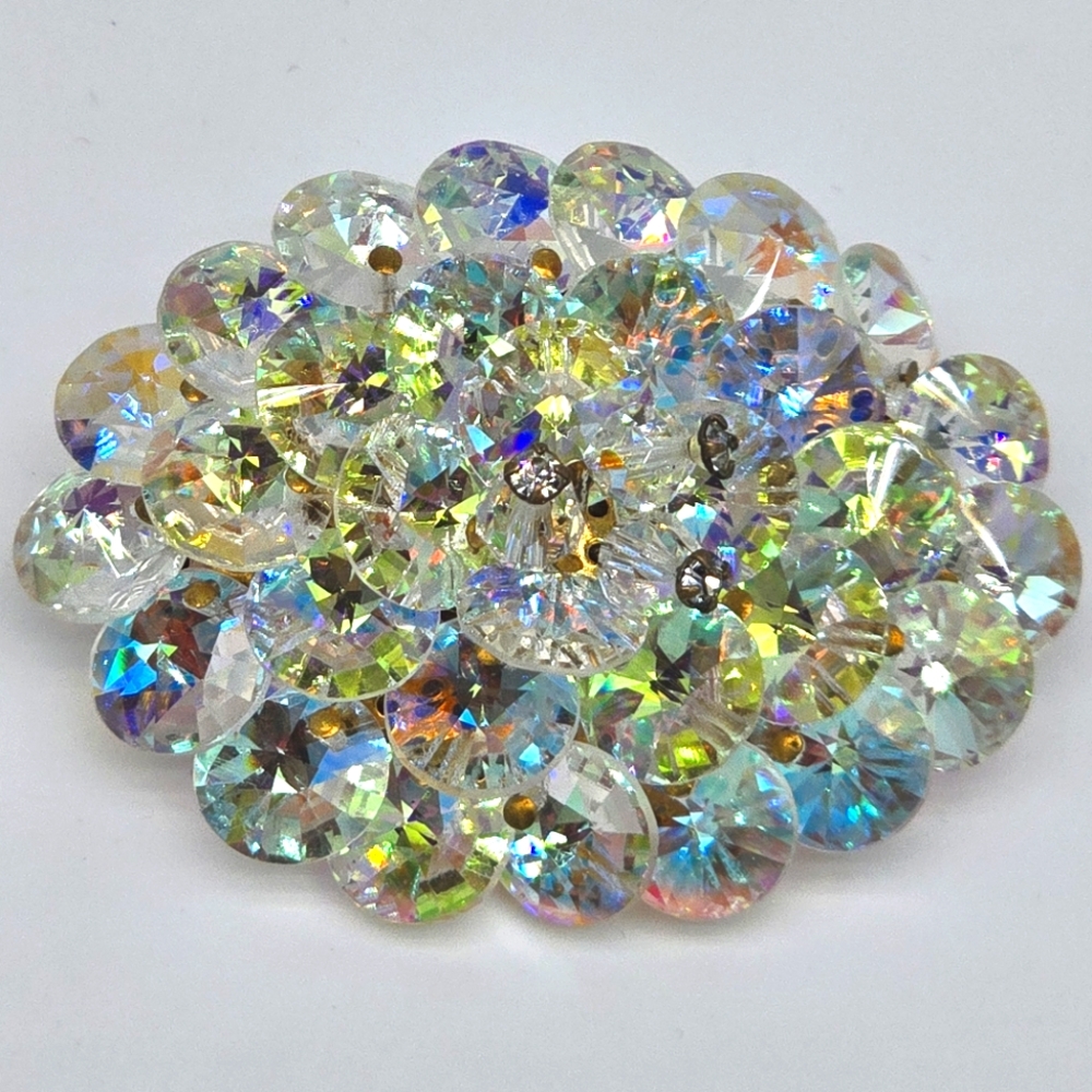 Vintage Iridescent Aurora Borealis Revoli Crystals Brooch